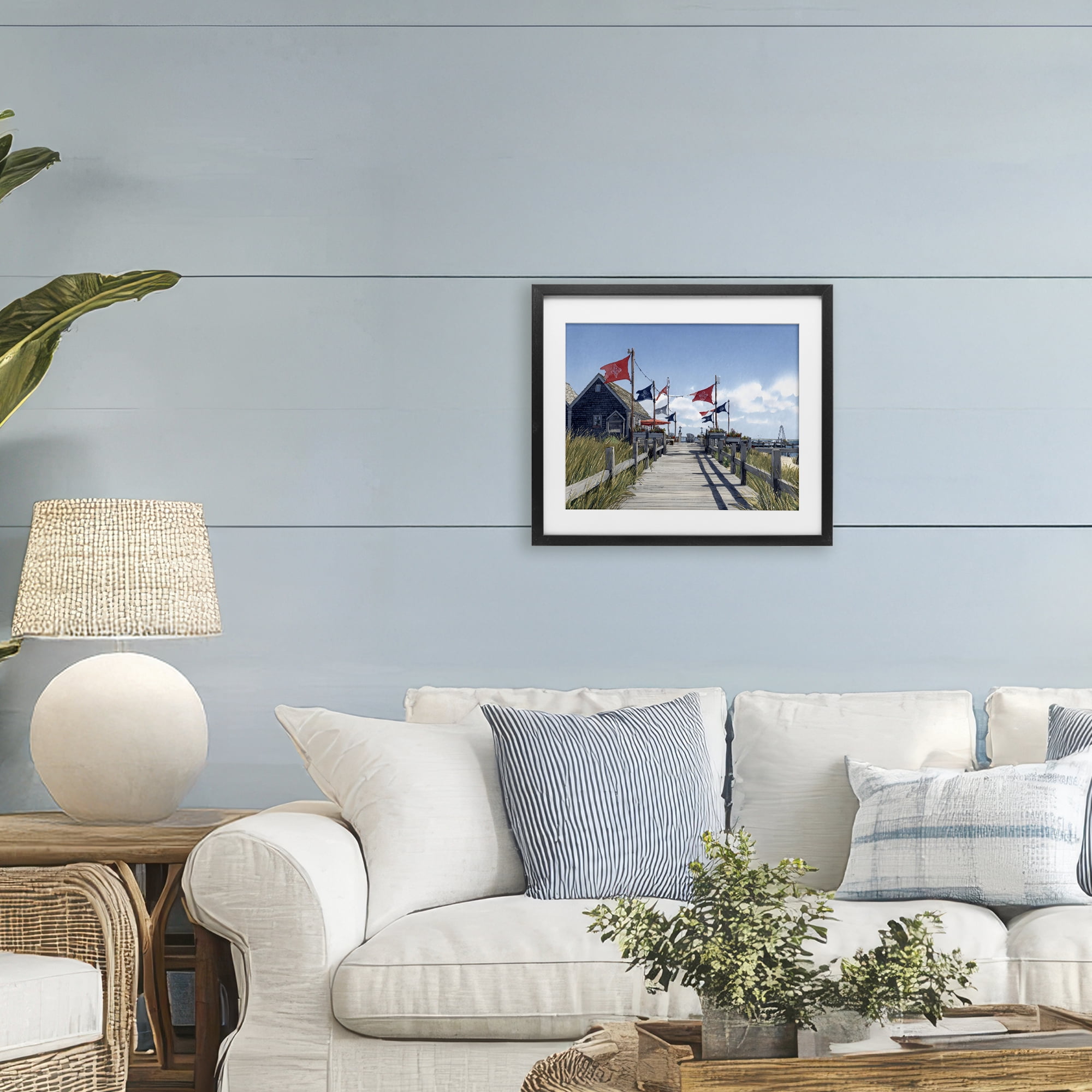 Stupell Industries Summer Boardwalk Stroll Black Framed Print Under Glass, design by Franklyn Gregory