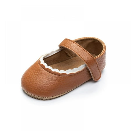 

Xmarks Infant Baby Girl Shoes Baby Mary Jane Flats Princess Wedding Dress Shoes Crib Shoe for Newborns Infants Babies Brown 12-18M