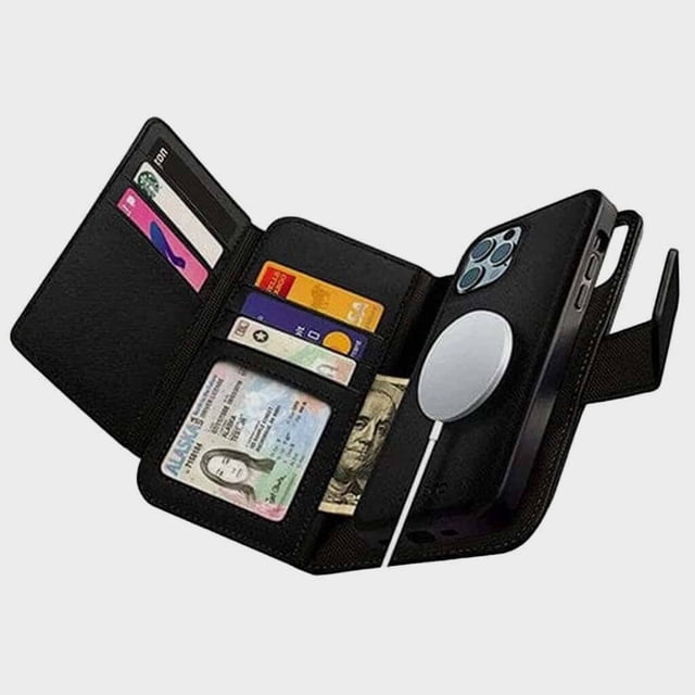 Caseco Mag-Safe iPhone 13 Pro Leather Wallet Case - Sunset Blvd - Purple