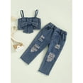 thumbnail image 4 of Suealasg Toddler Girls Clothes 2Pcs Kids Summer Outfit Set 1T 2T 3T 4T 5T 6T Sleeveless Denim Cami Tops and Ripped Denim Pants Jeans, 4 of 8