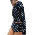 thumbnail image 1 of Traje de baño de cuerpo dividido de una pieza con estampado de manga larga Traje de surf de buceo para mujer Fridja nalpqowj55450, 1 of 9