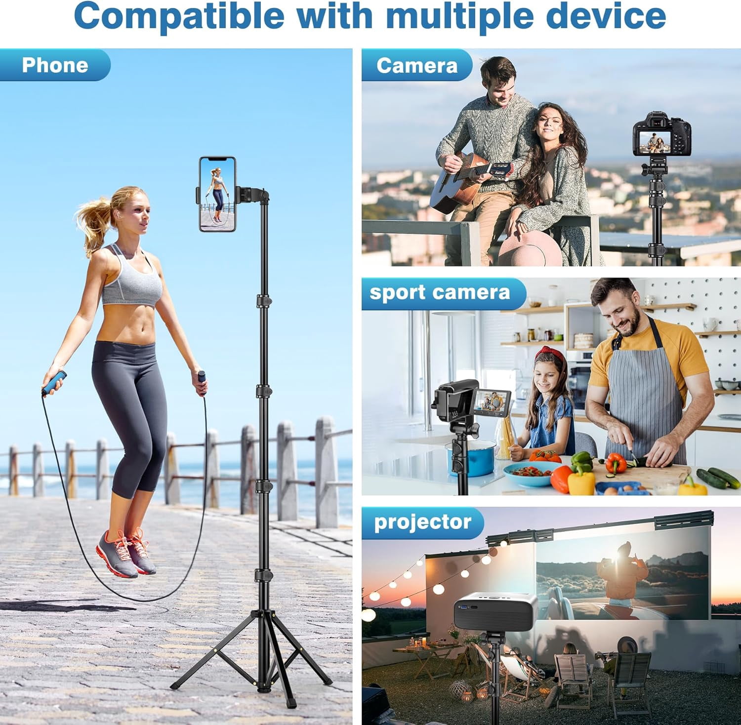A house of tools 70" Phone Tripod with Remote & Holder, Portable Cell Phone Stand, Selfie Stick for Video Recording, Compatible with iPhone 14/13 Pro Max/Android/Camera