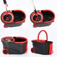 thumbnail image 4 of PULNDA Spin Mop and Bucket System, Upgraded Mop Bucket on Wheels, Mop and Bucket with Wringer Set, Mops for Floor Cleaning, 3pcs Microfiber Mop Heads, 61" Extended Mop Rod, Black & Red, 4 of 11