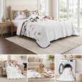 thumbnail image 6 of Twin XL Quilt Set 68''x98'', Eucalyptus Leaves Lightweight Summer Bedspread Coverlet Set with 2 Pillow Shams, Orange Blue Botanical Vintage Breathable All Season Quilt Bedding for Dorm/Guest Room, 6 of 9