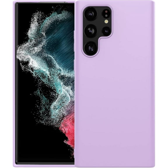 Silicone Case for Samsung Galaxy S22 Ultra 5G, Liquid Gel Rubber Bumper Case with Soft Microfiber Lining Cushion Slim Hard Shell Shockproof Protective Cover for Galaxy S22 Ultra 5G 2022 (Purple)