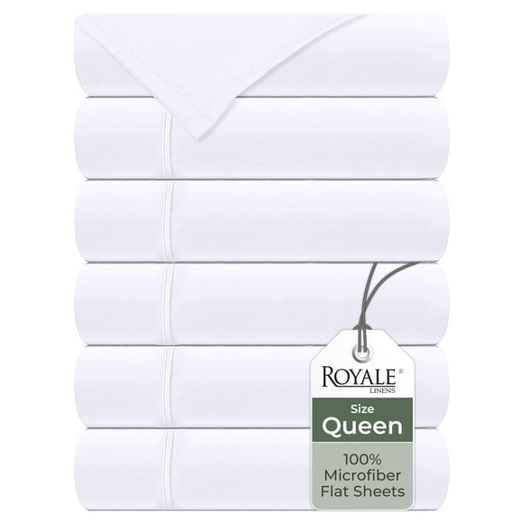 Juego de sábanas planas Royale Linens Soft 1800 de microfibra, paquete de 6