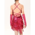 thumbnail image 4 of ranrann Kids Girls Sequins Latin Salsa Tango Ballet Tassel Dress Themed Party Performance Competition Hot Pink 8-10, 4 of 5