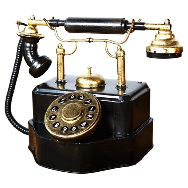 Modelo de teléfono hecho a mano decoración del hogar estilo europeo Negro Zulema Estatua de teléfono antiguo