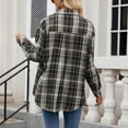 thumbnail image 4 of felwors Women's Plaid Flannel Button-Down Shirt - Oversized Long Sleeve Casual Shirt Jacket for Fall & Winter Coffee, L, 4 of 4