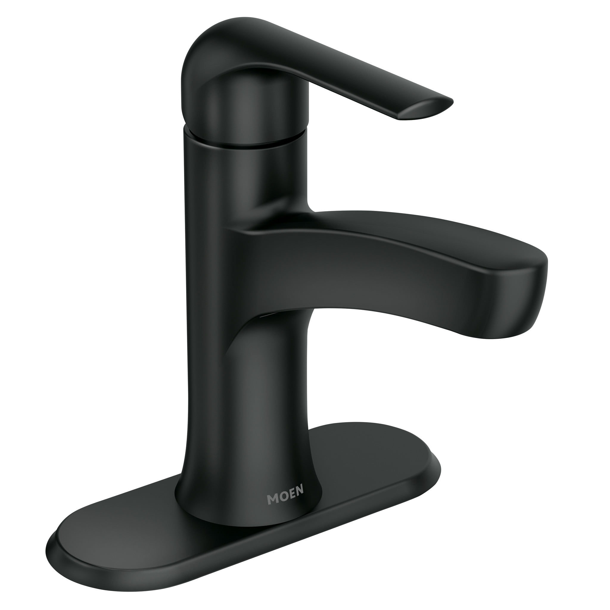 Moen Tilson Matte Black Bathroom Sink Faucet with Optional Deckplate