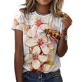 thumbnail image 3 of Bee And Flowers T-Shirts Casual T-Shirt Short Sleeve Women Trendy Tshirt Beach Custom Tops, 3 of 5