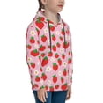thumbnail image 3 of Fotbe Hand Drawn Strawberry Pattern Youth Pullover Hooded Sweatshirt, Boys Hoodie, Kangaroo Pocket Hoodie for Kids Girls -Large, 3 of 6