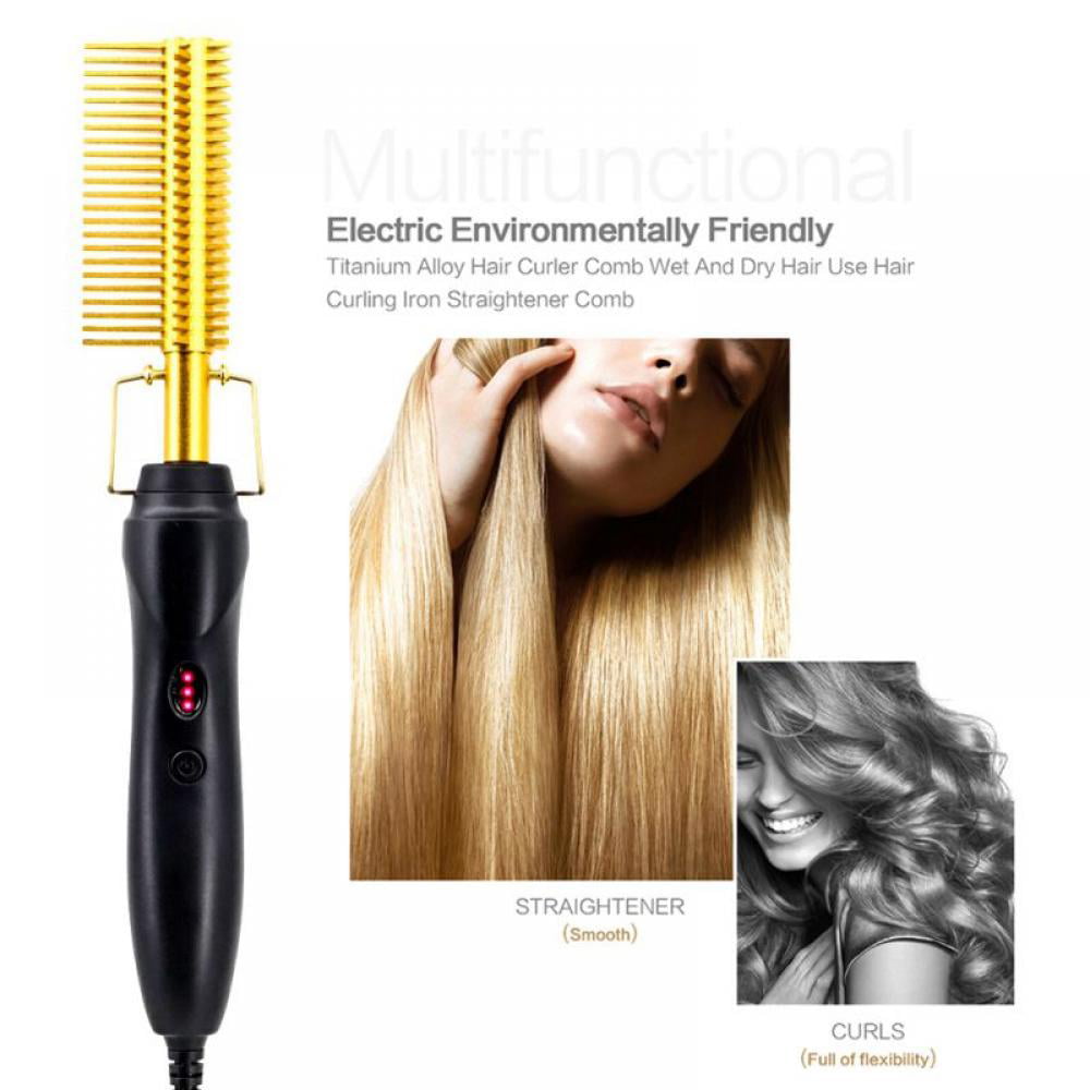 Hot Comb, Electric Hot Comb, Professional High Heat Ceramic Hair Press  Comb, Multifunctional Copper Hair Straightener For American African Hair  Gold | Electric Heating Comb Hair Straightener Copper For Women 