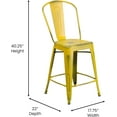 thumbnail image 2 of YYEAN  24" Indoor-Outdoor Counter Stool - Metal Stool with Distressed Black Finish - Vertical Slat Back - Integrated Footrest-Yellow, 2 of 16
