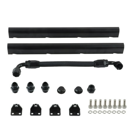 Riousery High Flow Fuel Rails Kit -8AN Port Billet Aluminium Black Stable Performance EFI Fuel Rails for LS1 LS6 Engine Replacement Parts Automotive Specialty Part (16.9 inches / 43 cm)