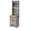 Gray | C, variant on Hassch Small Vanity Desk Set with Lights, Sliding Mirror and Charging Station, Makeup Table with Glass Doors, Cushioned Stool and Hair Dryer Holder, Dressing Table with Shelves and 3 Drawers, White