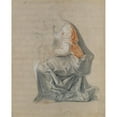 thumbnail image 2 of Louis Galloche 15x18 Black Ornate Wood Framed Double Matted Museum Art Print Titled - Kneeling Female Figure Holding a Child (ca. 1747), 2 of 5