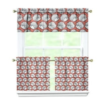 Kitchen Curtains 24 Inch Short - 3 Panel Set, Seashell Starfish Nautical Print, Rod Pocket Window Curtain for Tropical Beach Farmhouse, Sea Coral Cute Design, Easy Wash