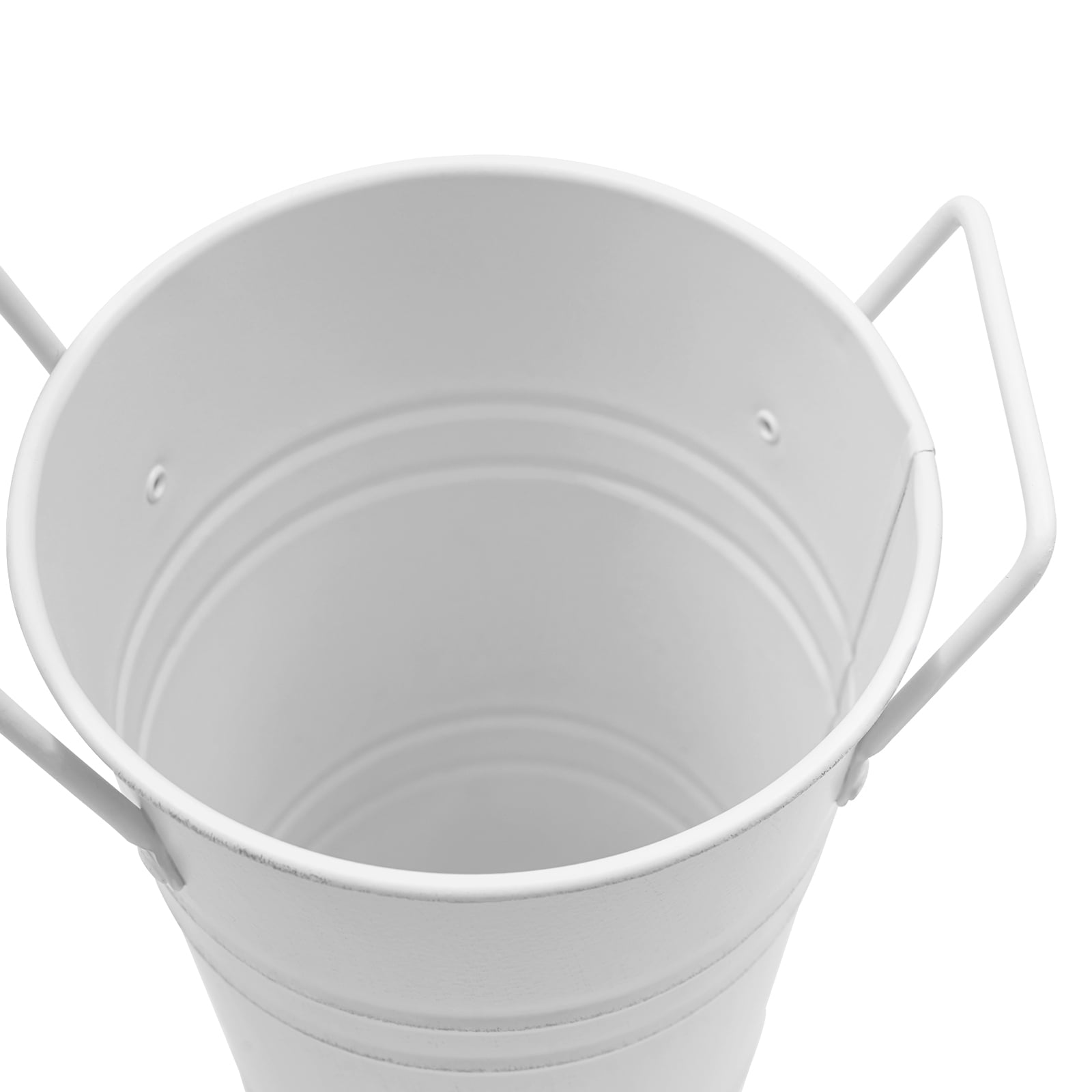 ChicHomey 12 Pcs 9Inch  White Galvanized Metal Flower Buckets,with Handles Stackable Cylindrical Flower Storage Pots for Flowers, Plants & Umbrella Storage​