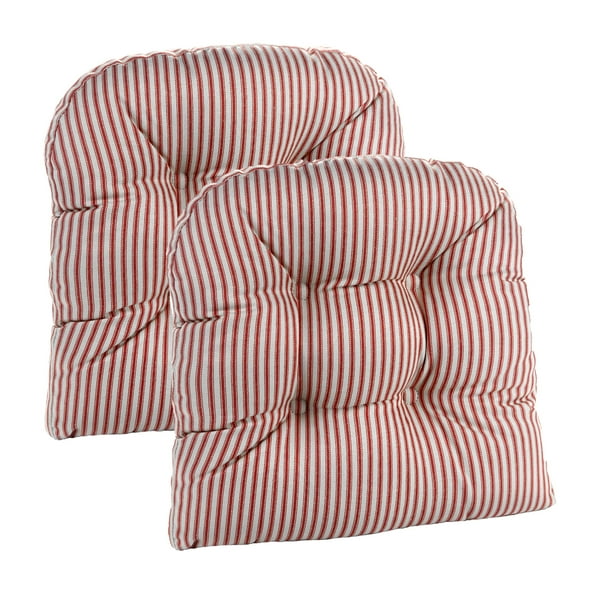 Gripper NonSlip Ticking Stripe 15 x 15 Universal Chair Cushions, Set