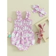 thumbnail image 4 of Suealasg Infant Girl Summer Romper Baby Girl Easter Clothes Sleeveless Rabbit Print Bodysuit, 4 of 9