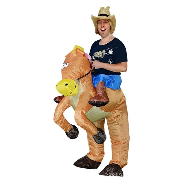 Disfraz inflable de vaquero para montar a caballo, traje divertido para Halloween, carnaval, fiesta, espectáculo de escenario, juguete para mascarada