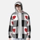 thumbnail image 2 of Balery Heart Black Buffalo Plaid Gingham Sudadera ligera de manga larga con capucha y protección solar UPF 50+ para hombre y mujer, ideal para pesca y running-X-Large, 2 of 7