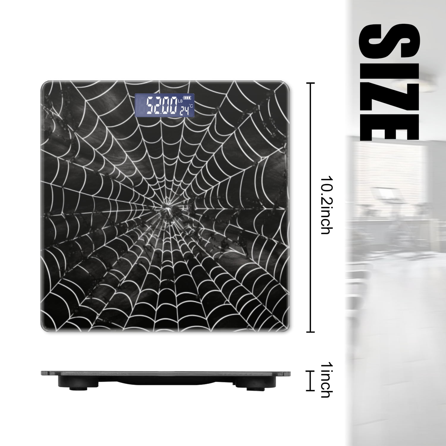 High Precision Body Weight Scale Smart Bathroom Scales with Large LCD Display(400lbs),Decorative for Bedroom-Black And White Illustration Of Spider Web Top View