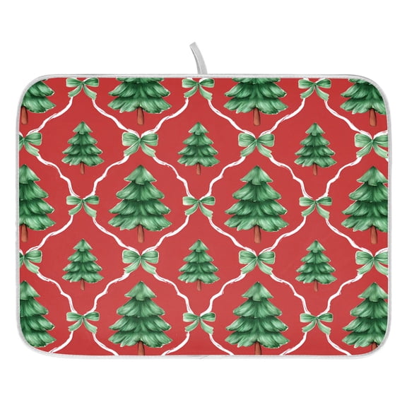 Ryvnso Christmas Tree-2 Dish Drying Mat for Kitchen Countertop 16x18 Small Dish Pad Drainer Rack Dish Sink Mats