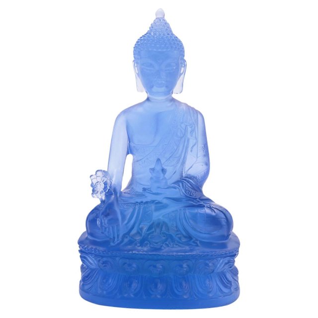 Tibetan Medicine Buddha Statue, lucent Resin Buddha Sculpture Meditation Decor Spiritual Decor C
