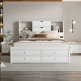 thumbnail image 3 of Queen Size Platform Bed with Storage Headboard and 8 Drawers, Wooden Bed Frame with Built-in Shelf and Sturdy Wood Slats Support, for Teens Adults Bedroom, No Box Spring Needed, White, 3 of 7