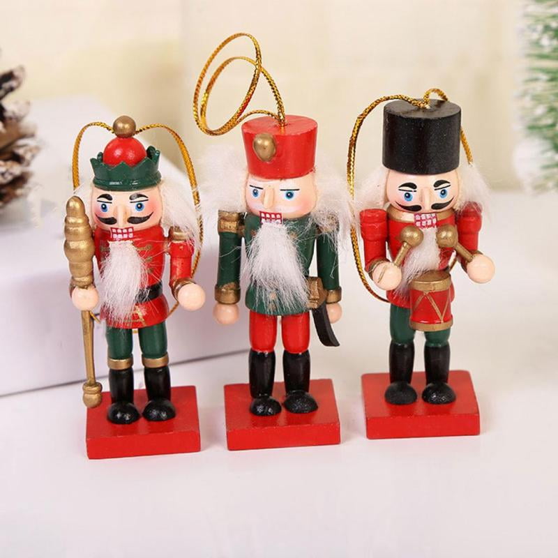 Nutcracker Hanging Soldiers Wooden Christmas Decoration 3 Pack SILVER & BLUE 