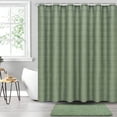 thumbnail image 2 of FRAMICS Waffle Weave Shower Curtain Sets with Rug, 14-Piece Striped Bathroom Sets with Hooks, Hotel Grade Heavy-Duty Waterproof Fabric, Sage Green, 71.3" x 71.3", 2 of 9