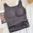 thumbnail image 4 of Chaleco térmico mullido de la felpa de las camisetas sin mangas de la cosecha de la ropa de descanso de las mujeres del invierno con el cojín del sujetador, 4 of 6