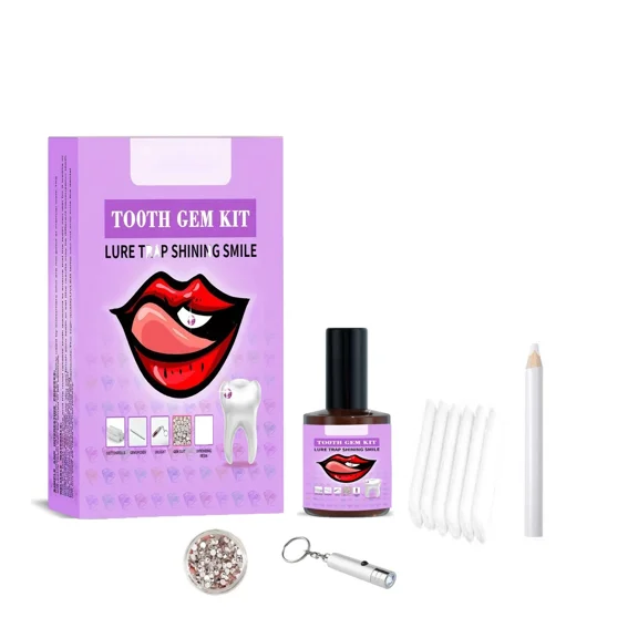 Soatuto Tooth Gem Kit,Teeth Jewelry Kit with Glue and Light,Tooth Gems Kit for Teeth,Professional DIY Tooth Gem Kit,Fashionable Crystal for Teeth Sweet Smile Gems