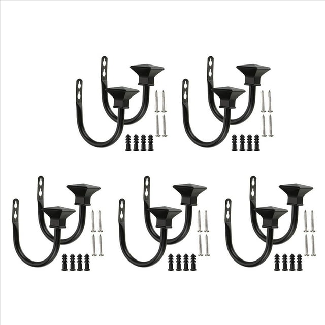 Juego de 10 Respaldos Metálicos Cuadrados para Cortinas Decorativas, Abrazaderas para Cortinas Montadas en la Pared para el Dormitorio, la Oficina Viene con Tornillos, Negro