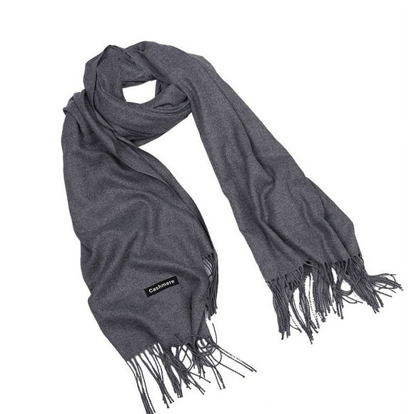 Bufanda de cachemira de invierno para mujer coreana, chal grueso y cálido, color sólido, con borlas