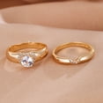 thumbnail image 4 of Mightlink 1 Pair Engagement Ring Dainty Valentine's Day Gift Sparkling Love Heart Women Men Finger Ring Fashion Jewelry, 4 of 6