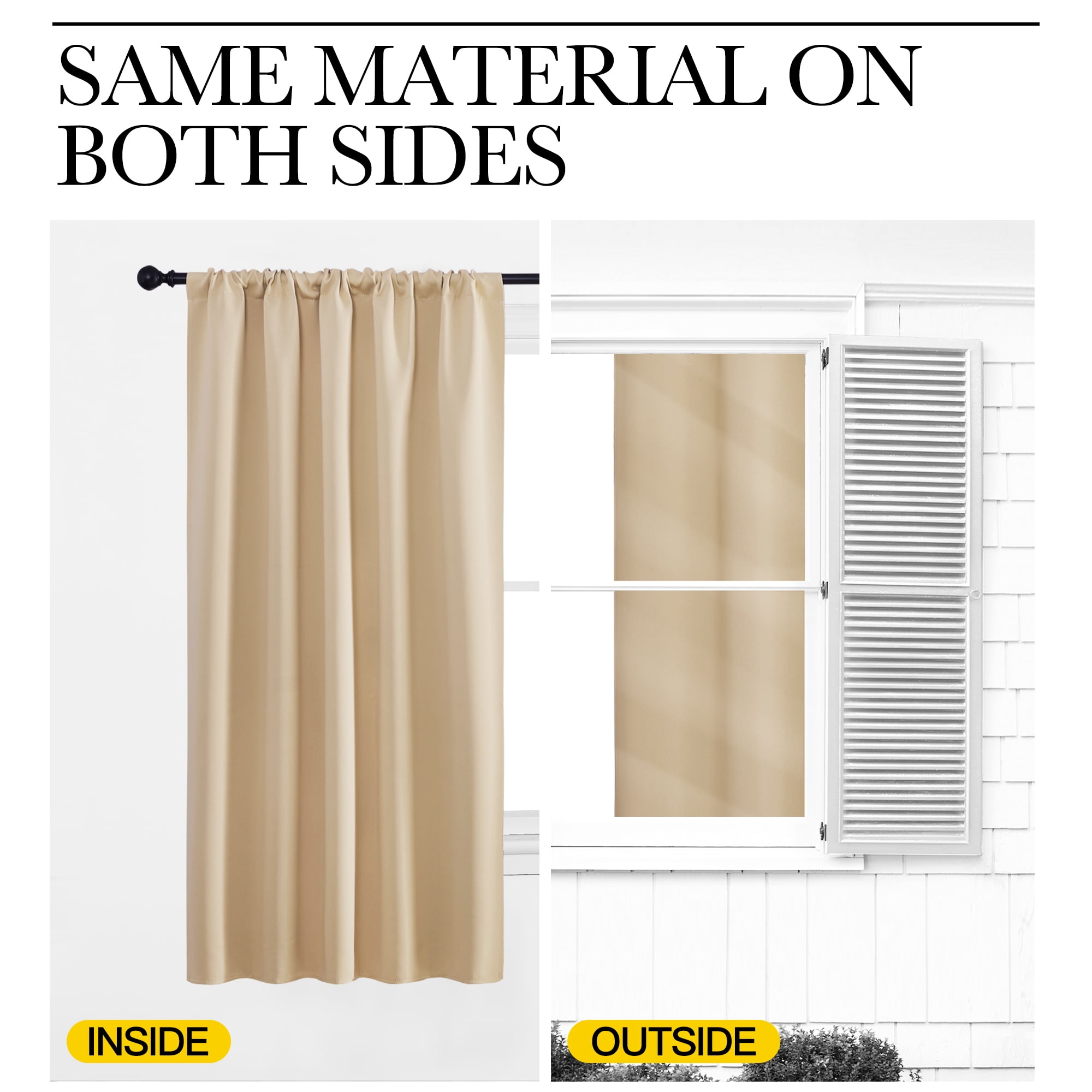 NICETOWN Solid Color Thermal Insulated Blackout Curtains Rod Pocket Window Treatments for Kitchen 34x36 inch, Biscotti Beige, 2 Panels