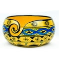 thumbnail image 2 of Nagina International Ceramic Attractively Hand Painted Gorgeous Stoneware Yarn Ball Storage Bowl with Innovative Dispensing Curl | Knitting & Crochet Accessions (Large, Wild Aqua Yellow), 2 of 4