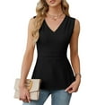 thumbnail image 2 of Women'S Summer Tank Tops Dressy Casual Blouses Business Work Outfits Sleeveless Peplum Shirts Black L, 2 of 9