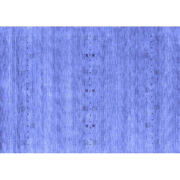 Ahgly Company Indoor Rectangle Abstract Blue Contemporary Area Rugs, 2' x 5'