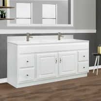 Concord 61 Inch Solid Wood Bathroom Vanity with Top, Ready to Assemble, White – Design House, 592782