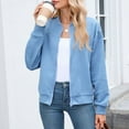 thumbnail image 6 of felwors Womens Bomber Jacket Zip Up Casual Jackets Lightweight Trendy Outerwear Coat with Pockets Blue, S, 6 of 7