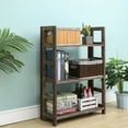 thumbnail image 4 of Proman Products Hickory Folding Bookshelf, Paulownia Wood, Walnut Color 3 Tiers, 4 of 5