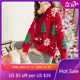 thumbnail image 2 of Suéter navideño con bloques de color grueso para mujer, sudadera con capucha de copo de nieve, cuello redondo, estilo holgado, otoño/invierno 2024, 2 of 5