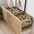 thumbnail image 4 of Cute Dog Claws Table Runner - 60 Inch Long, Kitchen Dining Table Runner Dresser Scarves, Farmhouse Brown Wooden Grain Puppy Pawprints Farmhouse Decor for Coffee Tables Wedding Party Banquet, 4 of 8