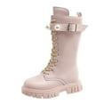 thumbnail image 6 of Girls Boots,Winter Autumn Girls Fashion Boots With Pearl Buckle and Golden Laces High Top Footwear Youth Teen,Toddler Boots,Red,9-9.5 Years, 6 of 8