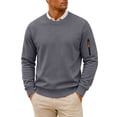 thumbnail image 3 of Comfort Colors Sweatshirt Nelozsy Men's Solid Color Long Sleeve Round Neck Hoodless Sweatshirts Dark Gray S, 3 of 9