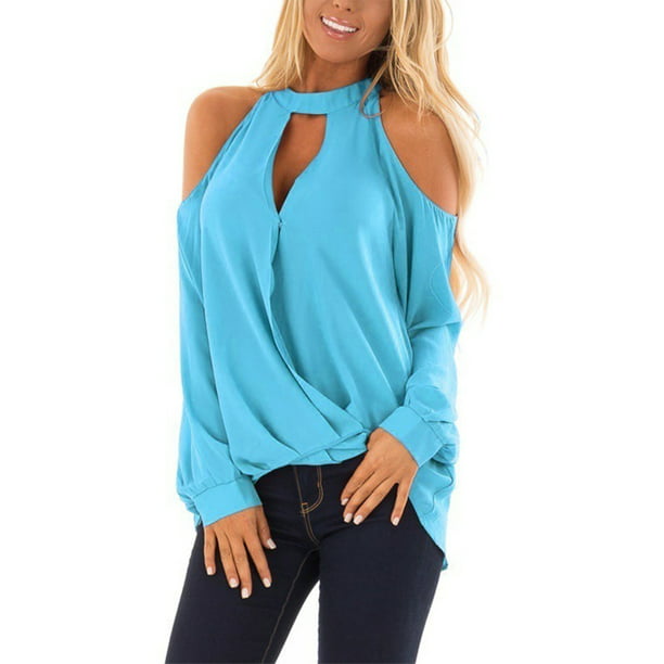 Zoom ind Specialitet foredrag Sexy Dance - Women Sexy Halter Neck Top Long Sleeve Off Shoulder T Shirt  Ladies Casual Solid Color Tee Shirt Blouse Plus Size - Walmart.com -  Walmart.com